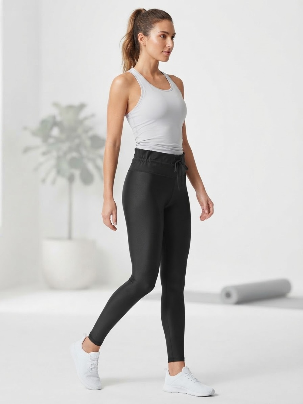 Z by Zella Perform High Waist Drawstring Leggings Black Size Large